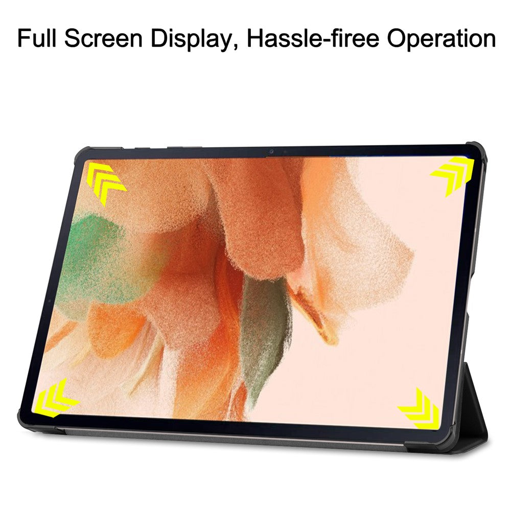Full Protection Stable Tri-fold Stand Stand Design Leather Case for Samsung Galaxy Tab S7 FE SM-T730/SM-T736