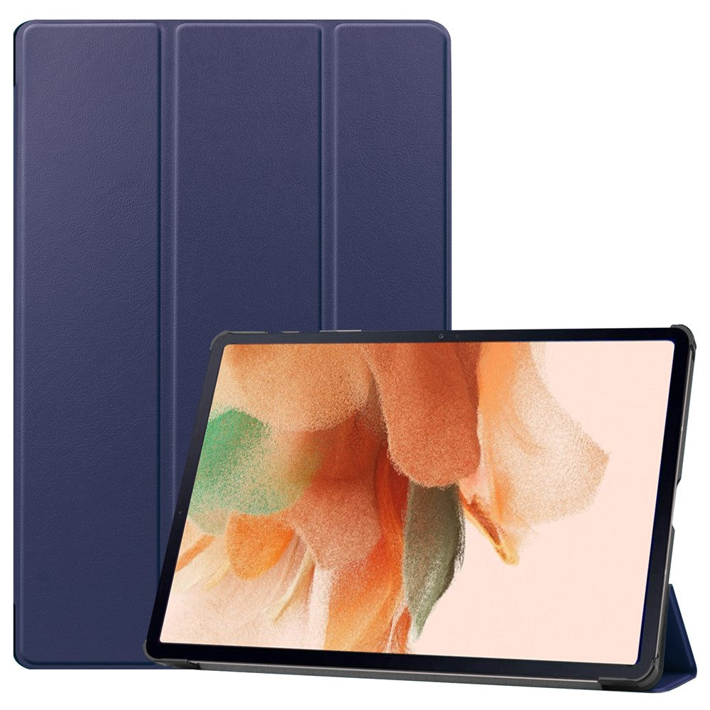 Full Protection Stable Tri-fold Stand Stand Design Leather Case for Samsung Galaxy Tab S7 FE SM-T730/SM-T736