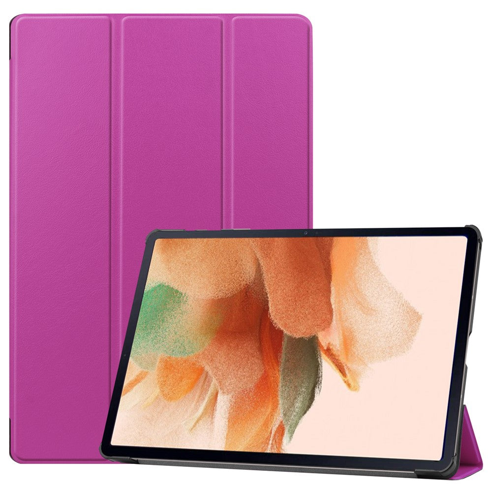 Full Protection Stable Tri-fold Stand Stand Design Leather Case for Samsung Galaxy Tab S7 FE SM-T730/SM-T736