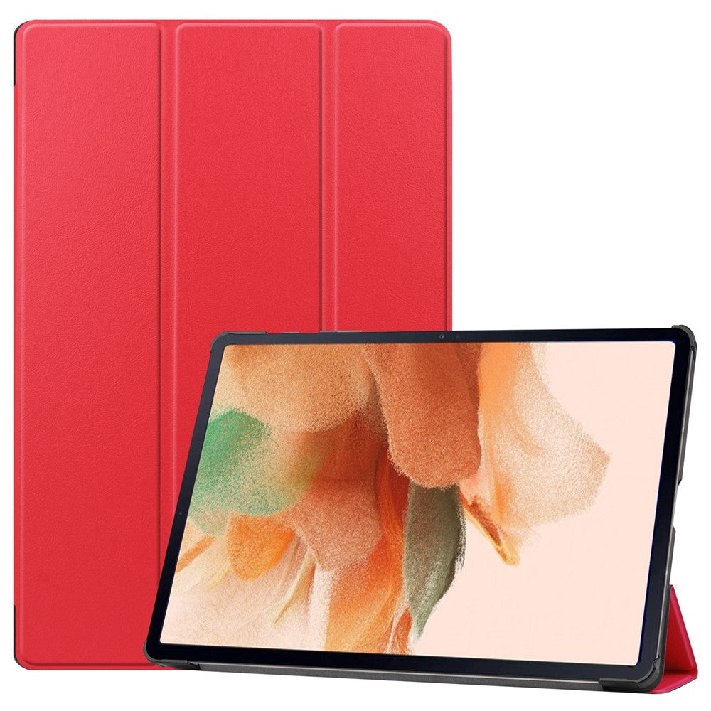 Full Protection Stable Tri-fold Stand Stand Design Leather Case for Samsung Galaxy Tab S7 FE SM-T730/SM-T736