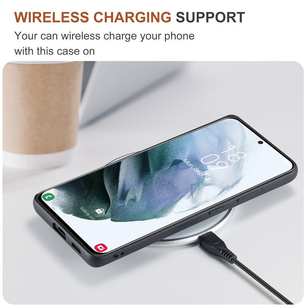 DG.MING M2 Series Magnetic Tri-fold Wallet Design Kickstand Cover Leather Phone Case Shell for Samsung Galaxy S21 Ultra 5G