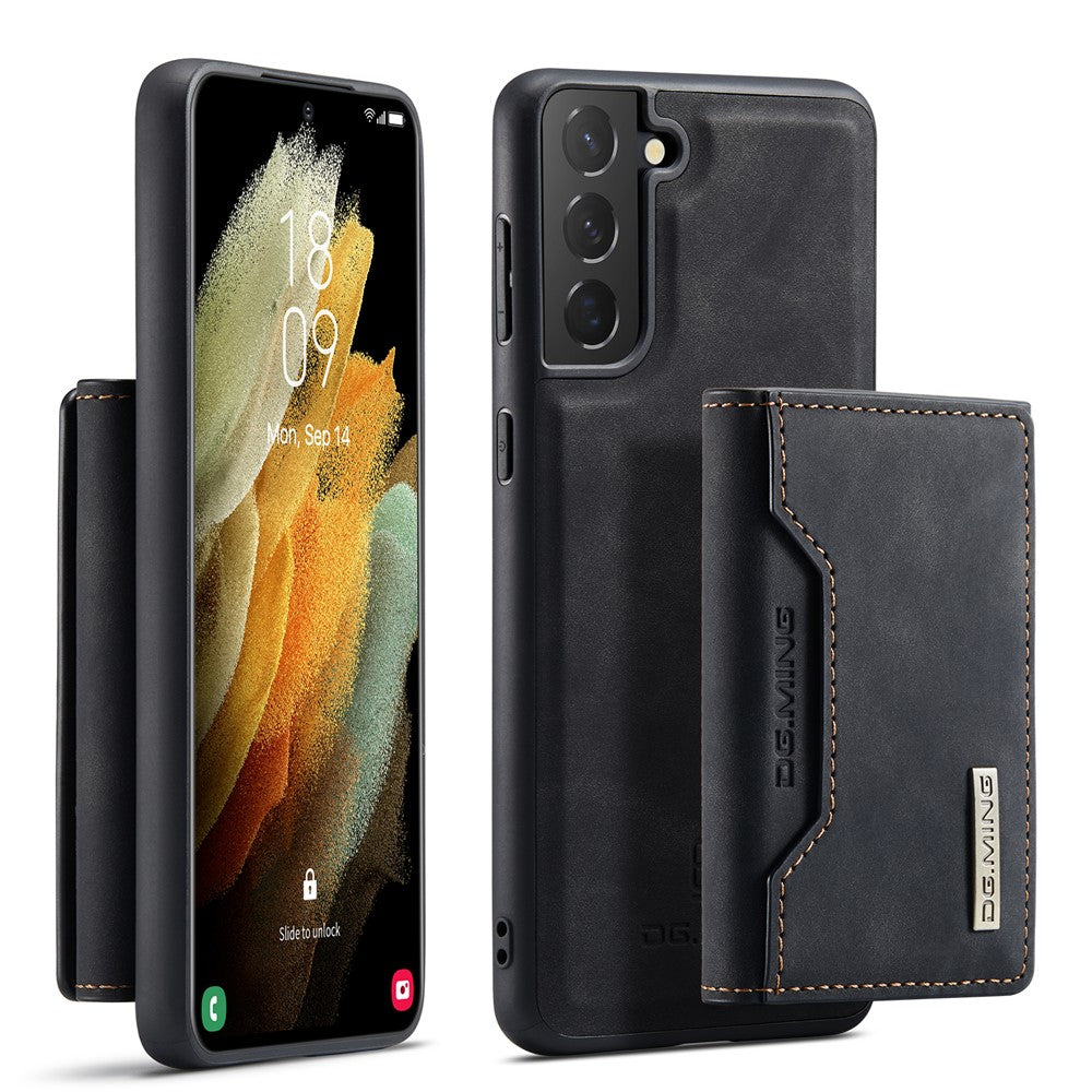 DG.MING M2 Series Magnetic Detachable Wallet Design Hybrid Case with Kickstand for Samsung Galaxy S21+ 5G