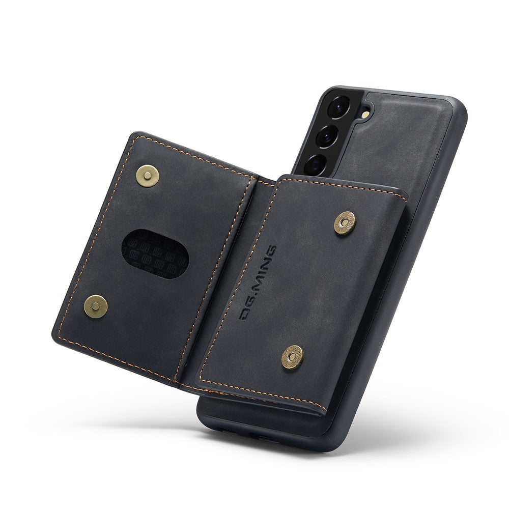 DG.MING M2 Series Magnetic Detachable Wallet Design Hybrid Case with Kickstand for Samsung Galaxy S21+ 5G