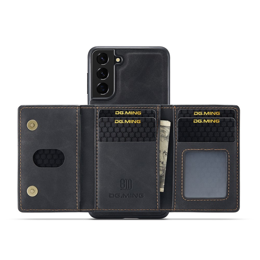 DG.MING M2 Series Magnetic Detachable Wallet Design Hybrid Case with Kickstand for Samsung Galaxy S21+ 5G
