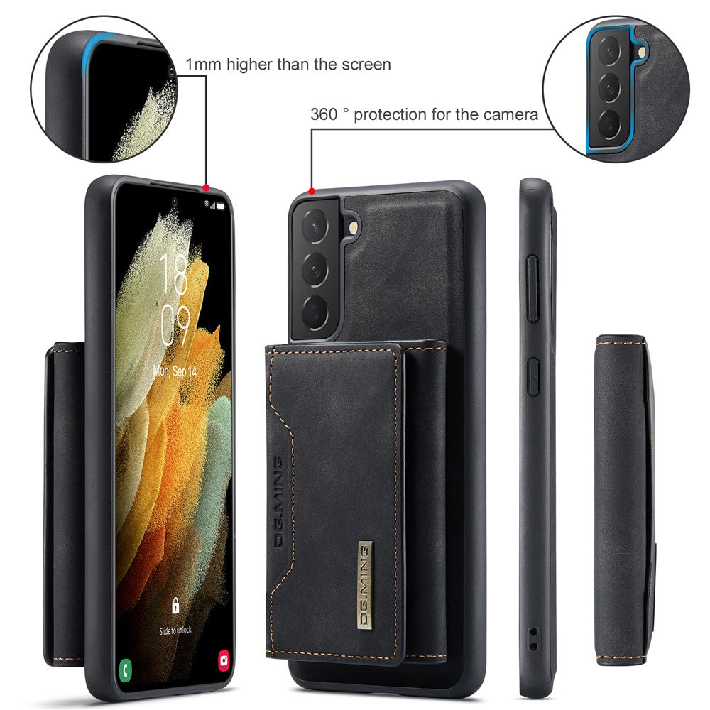 DG.MING M2 Series Magnetic Detachable Wallet Design Hybrid Case with Kickstand for Samsung Galaxy S21+ 5G
