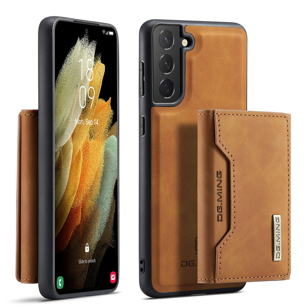 DG.MING M2 Series Magnetic Detachable Wallet Design Hybrid Case with Kickstand for Samsung Galaxy S21+ 5G