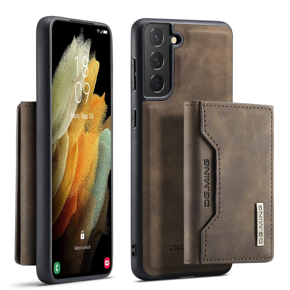 DG.MING M2 Series Magnetic Detachable Wallet Design Hybrid Case with Kickstand for Samsung Galaxy S21+ 5G