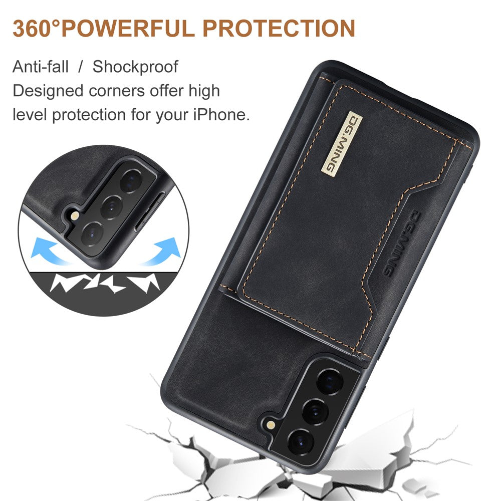 DG.MING M2 Series Detachable 2 in 1 Magnetic Wallet Design Hybrid Case with Kickstand for Samsung Galaxy S21 5G/4G