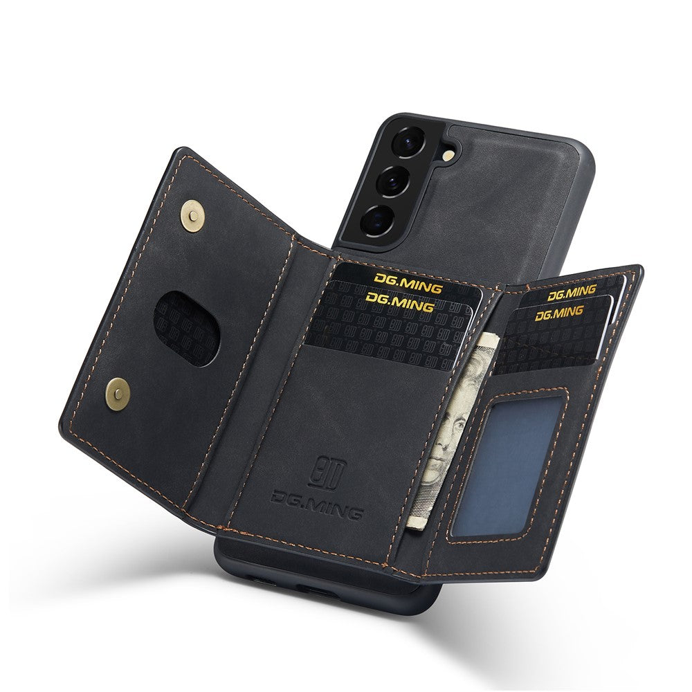 DG.MING M2 Series Detachable Wallet Design Hybrid Case with Kickstand for Samsung Galaxy S21 FE