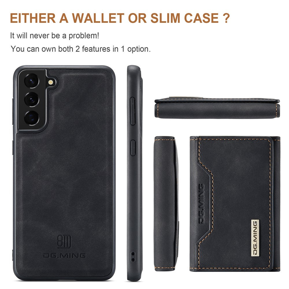 DG.MING M2 Series Detachable Wallet Design Hybrid Case with Kickstand for Samsung Galaxy S21 FE