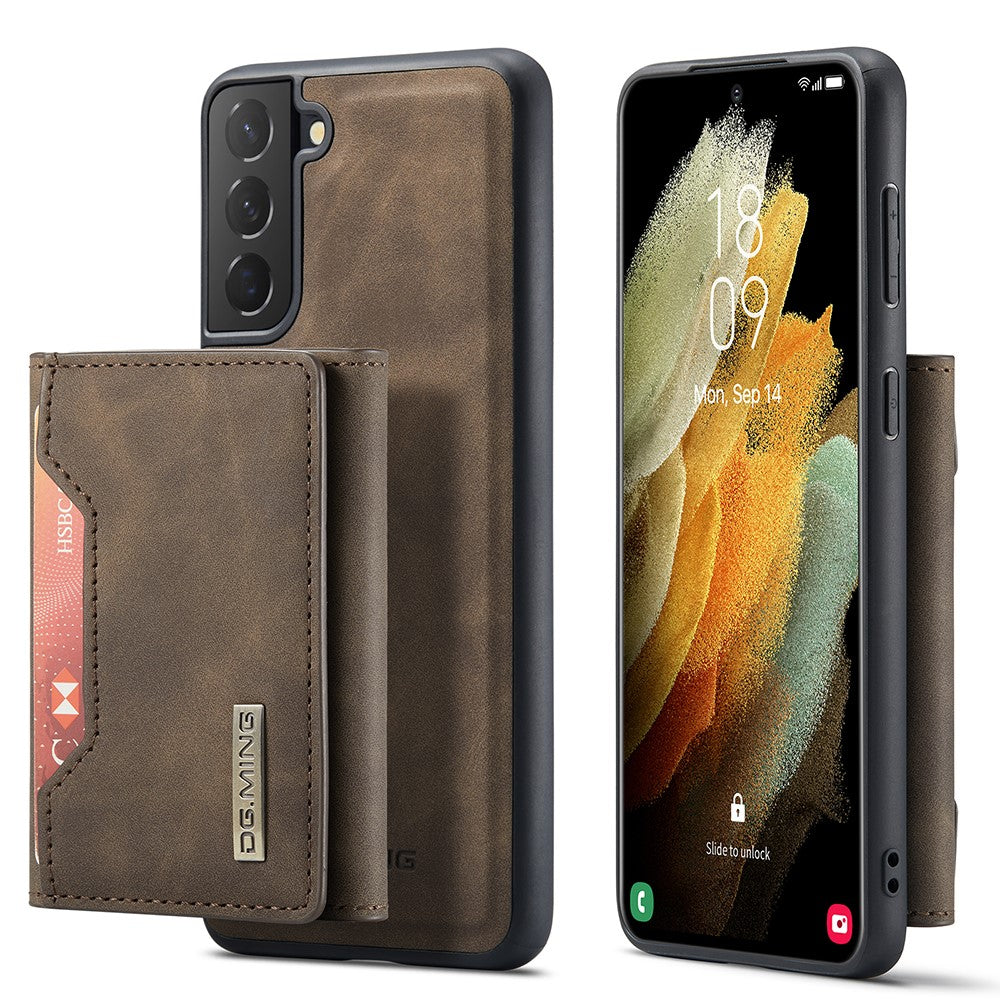 DG.MING M2 Series Detachable Wallet Design Hybrid Case with Kickstand for Samsung Galaxy S21 FE