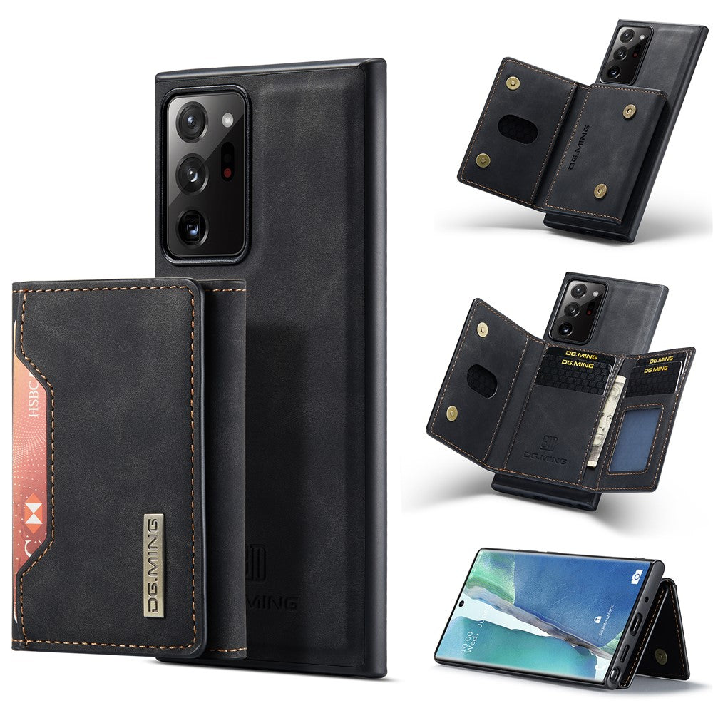 DG.MING M2 Series Magnetic Tri-fold Wallet Kickstand Leather Case for Samsung Galaxy Note20 Ultra/Note20 Ultra 5G