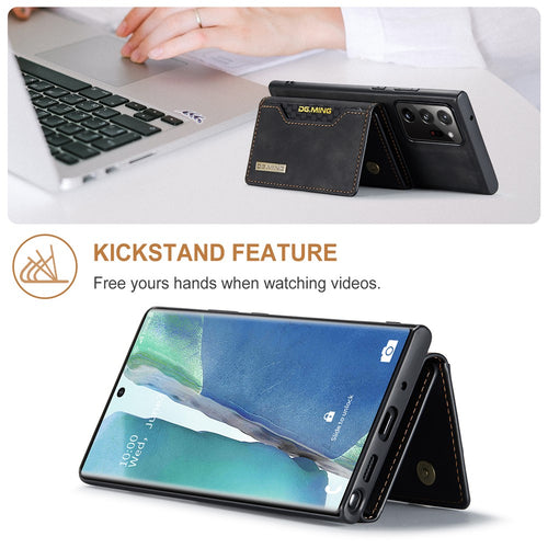 DG.MING M2 Series Magnetic Tri-fold Wallet Kickstand Leather Case for Samsung Galaxy Note20 Ultra/Note20 Ultra 5G