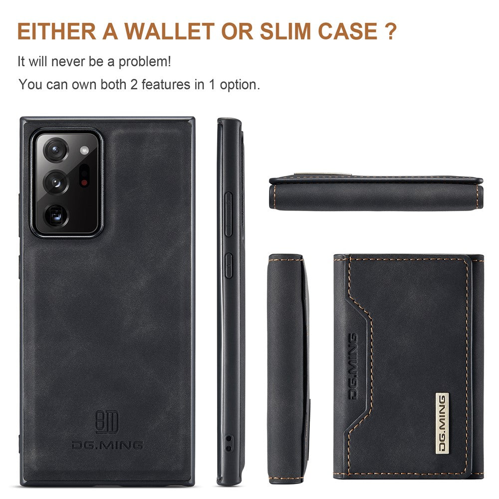 DG.MING M2 Series Magnetic Tri-fold Wallet Kickstand Leather Case for Samsung Galaxy Note20 Ultra/Note20 Ultra 5G