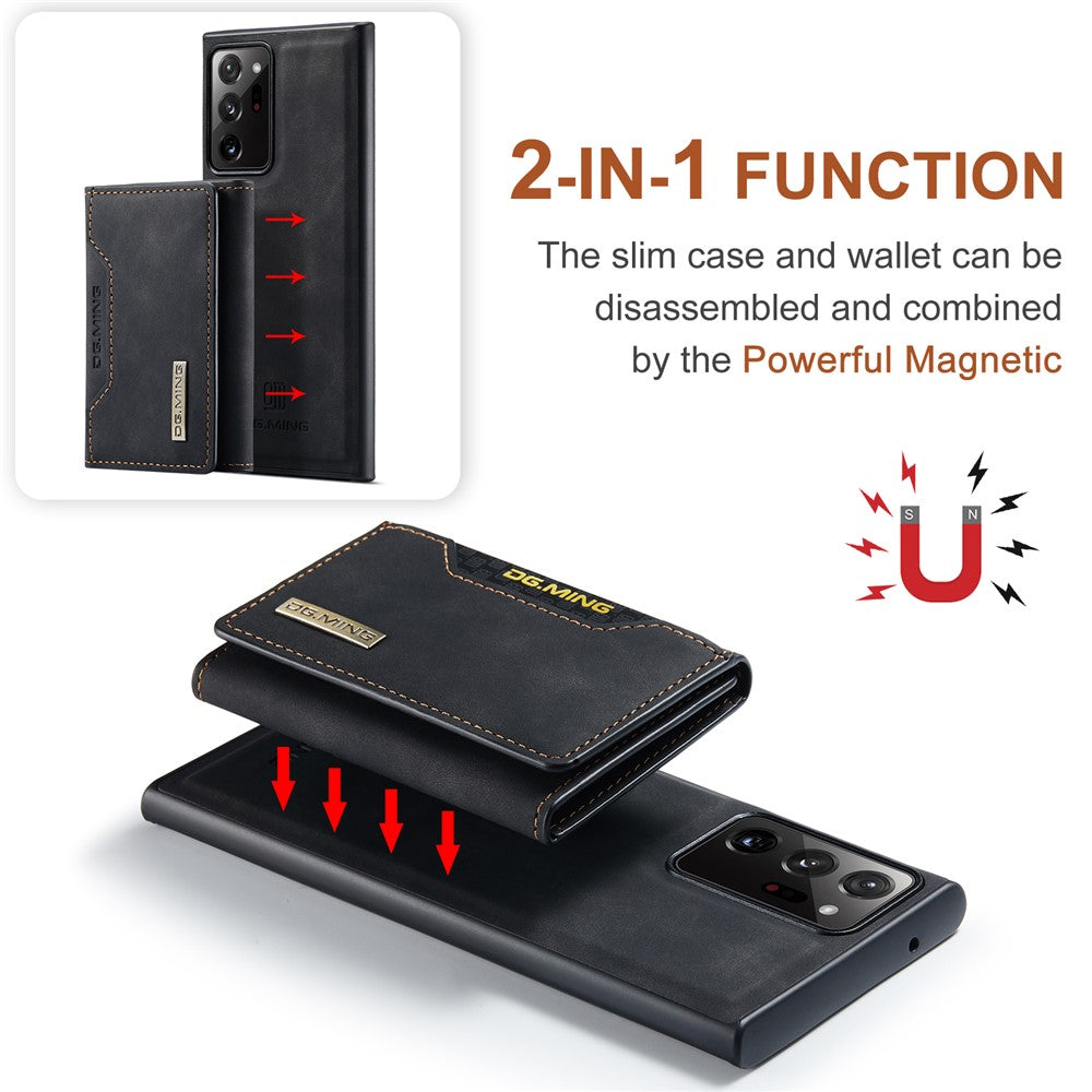 DG.MING M2 Series Magnetic Tri-fold Wallet Kickstand Leather Case for Samsung Galaxy Note20 Ultra/Note20 Ultra 5G