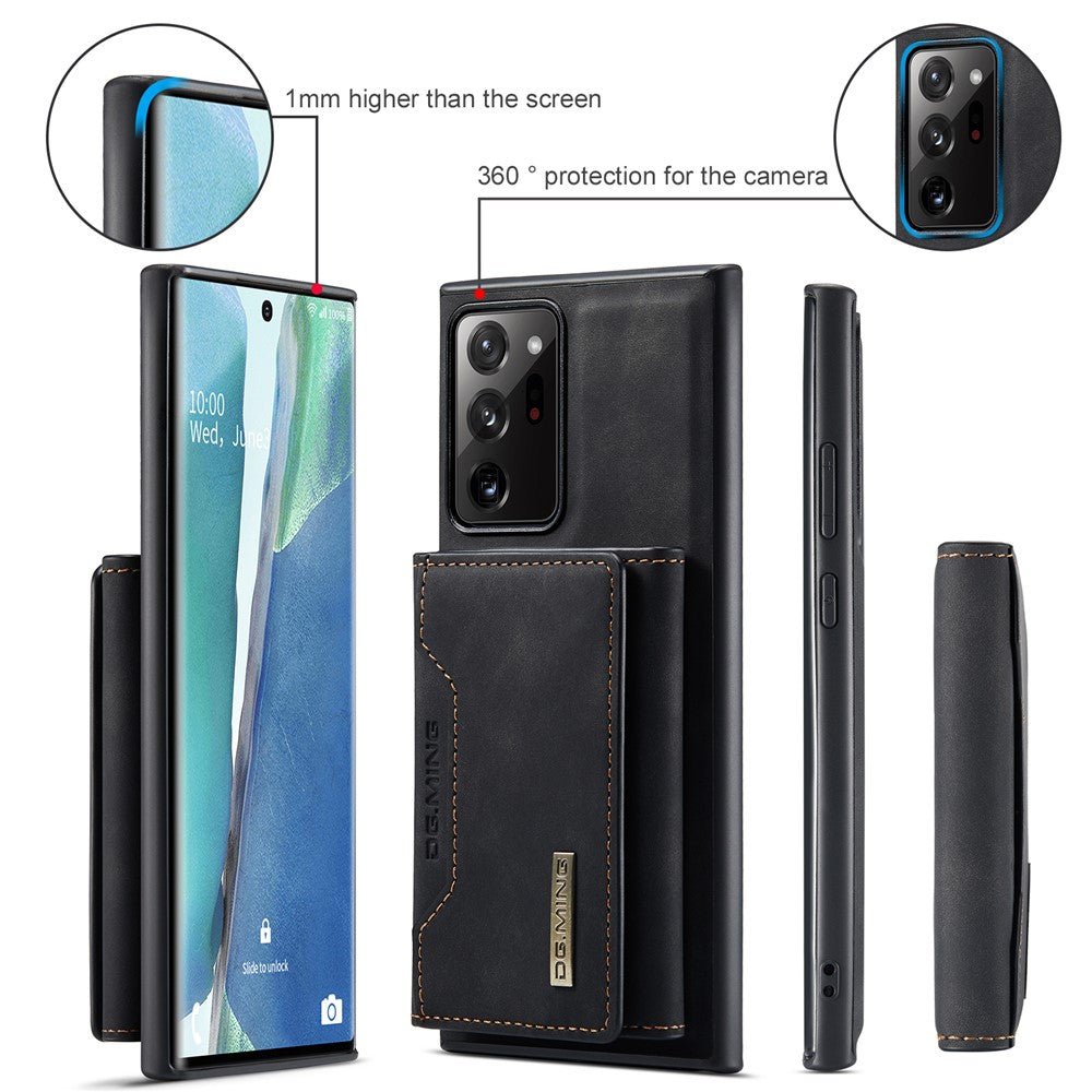 DG.MING M2 Series Magnetic Tri-fold Wallet Kickstand Leather Case for Samsung Galaxy Note20 Ultra/Note20 Ultra 5G