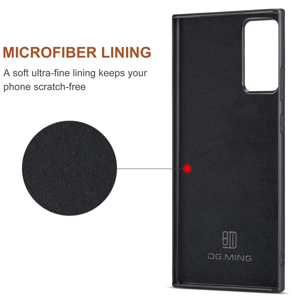 DG.MING M2 Series Tri-fold Wallet Magnetic Kickstand Design Leather Case for Samsung Galaxy Note20 4G/5G