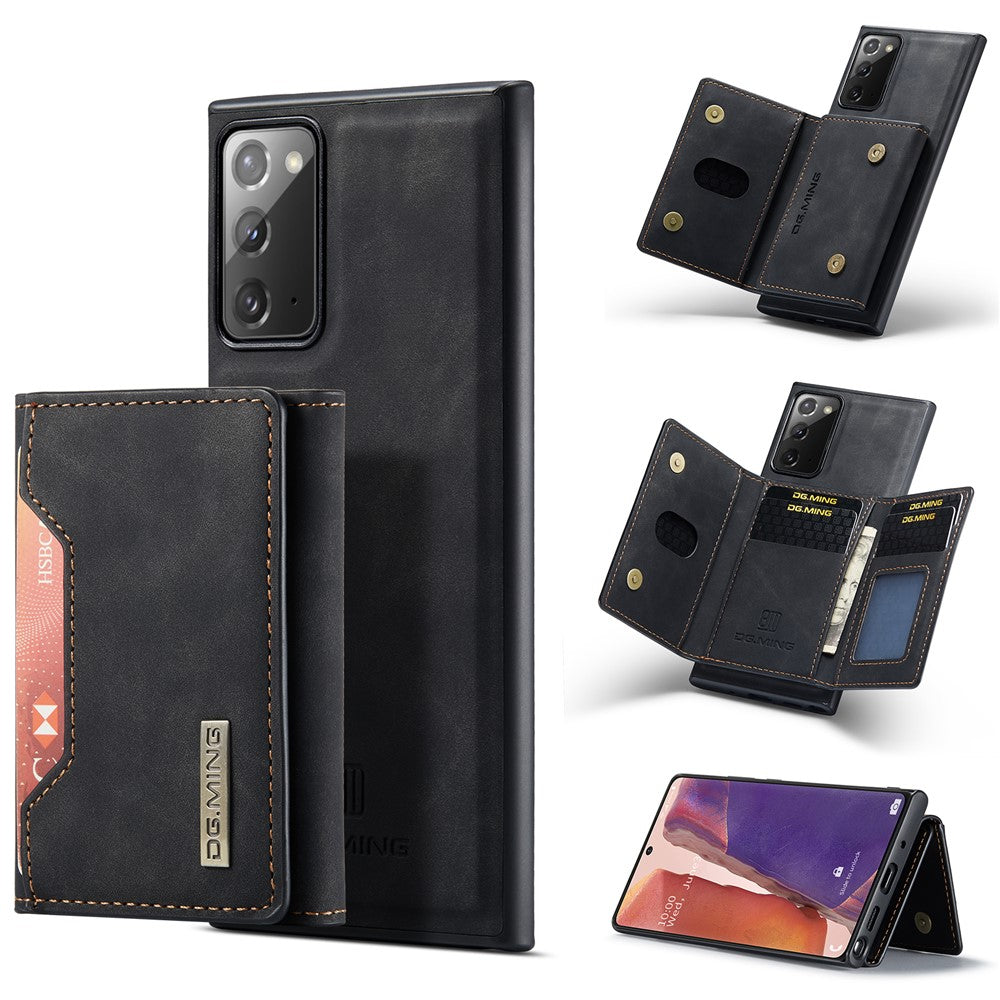 DG.MING M2 Series Tri-fold Wallet Magnetic Kickstand Design Leather Case for Samsung Galaxy Note20 4G/5G
