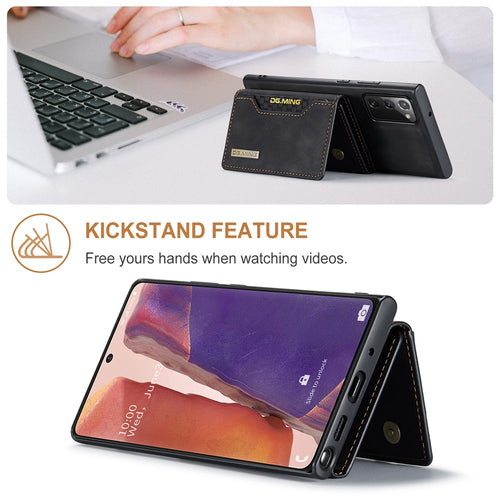DG.MING M2 Series Tri-fold Wallet Magnetic Kickstand Design Leather Case for Samsung Galaxy Note20 4G/5G