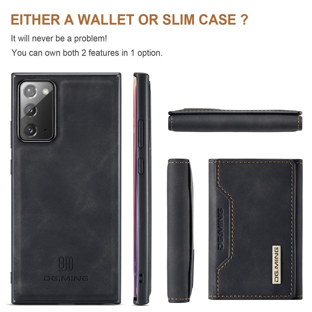 DG.MING M2 Series Tri-fold Wallet Magnetic Kickstand Design Leather Case for Samsung Galaxy Note20 4G/5G