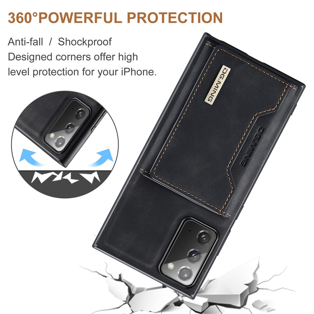 DG.MING M2 Series Tri-fold Wallet Magnetic Kickstand Design Leather Case for Samsung Galaxy Note20 4G/5G