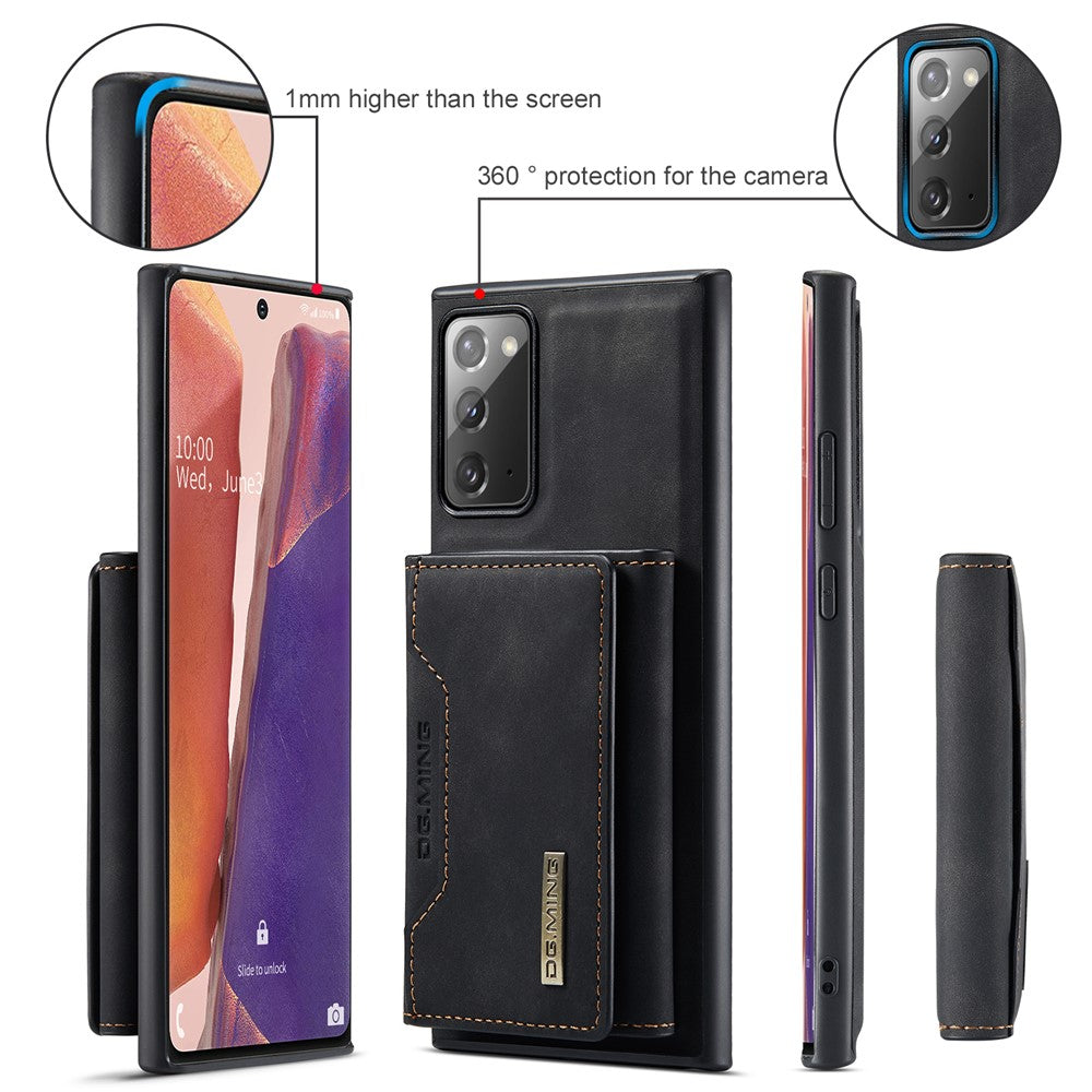 DG.MING M2 Series Tri-fold Wallet Magnetic Kickstand Design Leather Case for Samsung Galaxy Note20 4G/5G