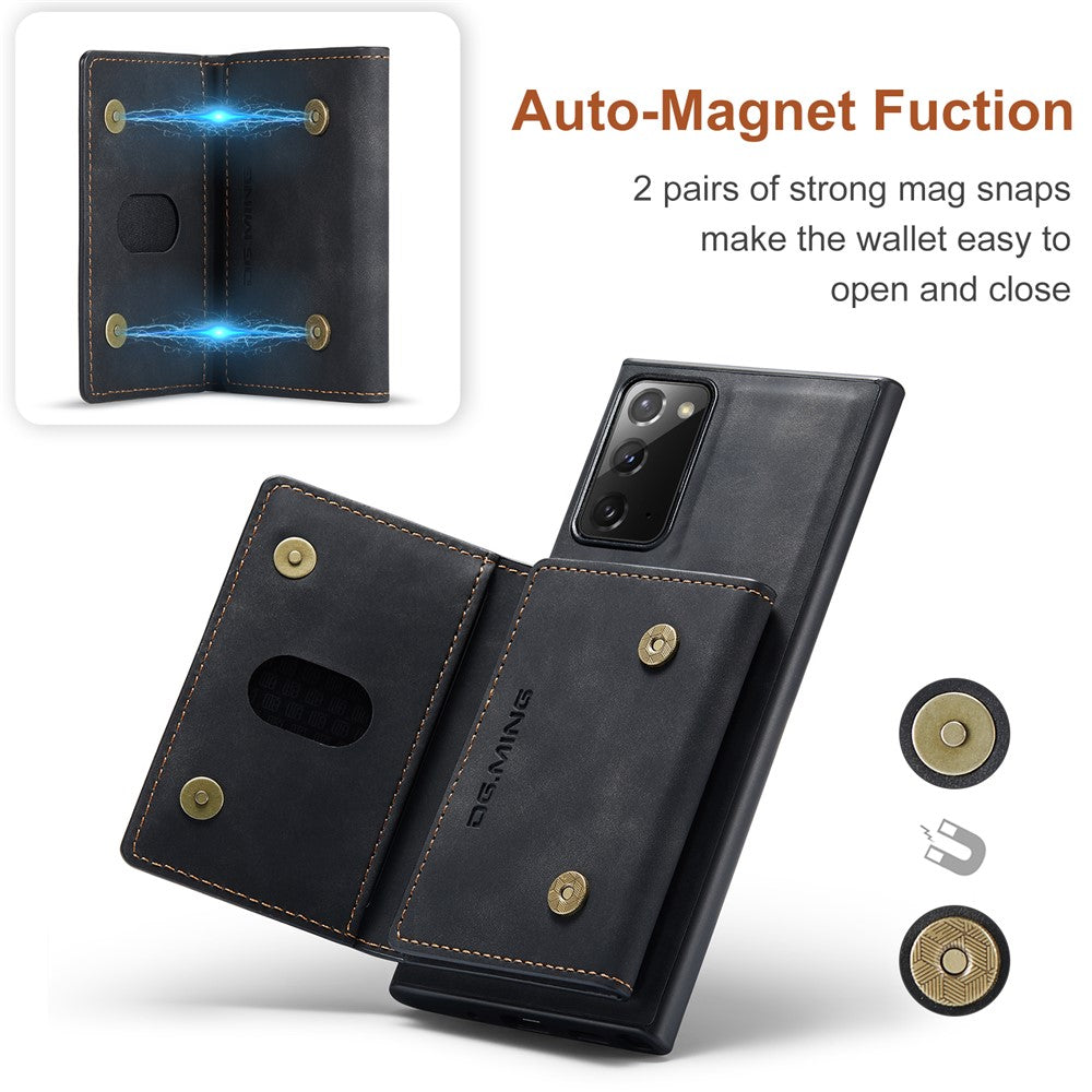 DG.MING M2 Series Tri-fold Wallet Magnetic Kickstand Design Leather Case for Samsung Galaxy Note20 4G/5G