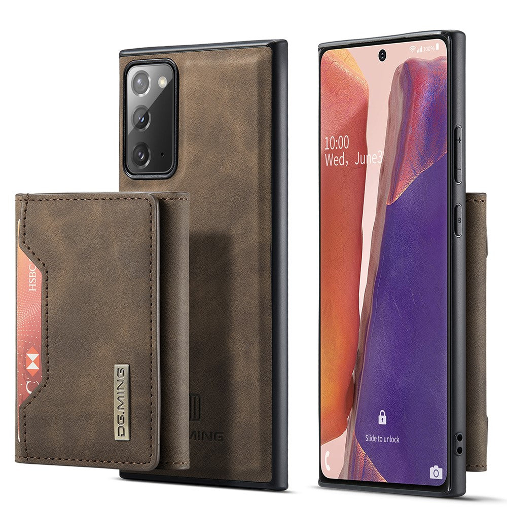 DG.MING M2 Series Tri-fold Wallet Magnetic Kickstand Design Leather Case for Samsung Galaxy Note20 4G/5G