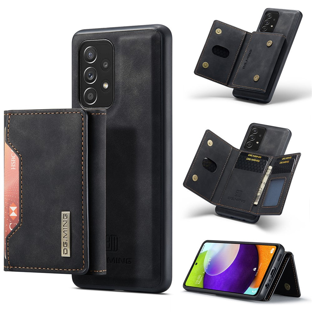 DG.MING M2 Series Anti-fall Tri-fold Wallet Magnetic Kickstand Leather Case for Samsung Galaxy A52 4G/5G / A52s 5G