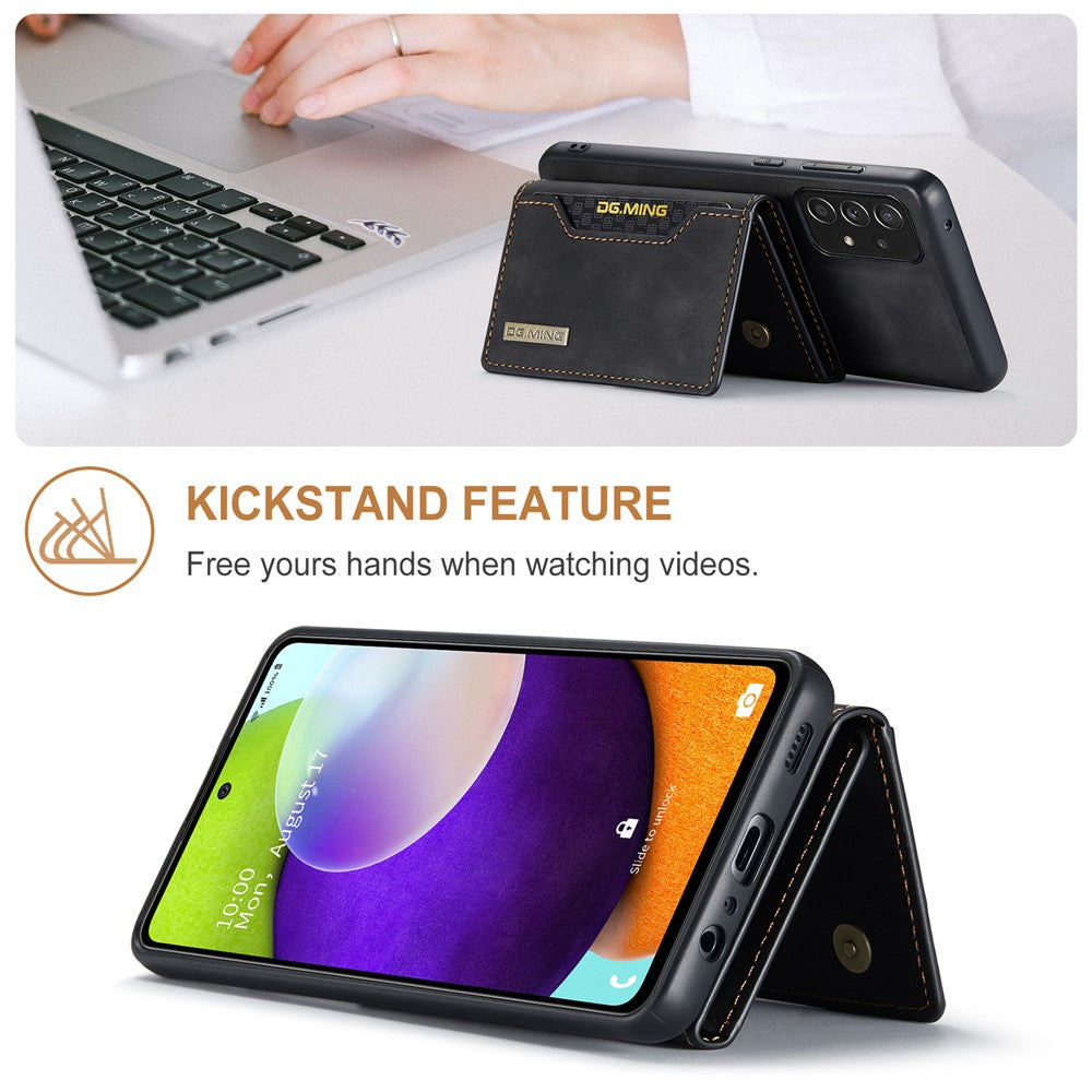 DG.MING M2 Series Anti-fall Tri-fold Wallet Magnetic Kickstand Leather Case for Samsung Galaxy A52 4G/5G / A52s 5G