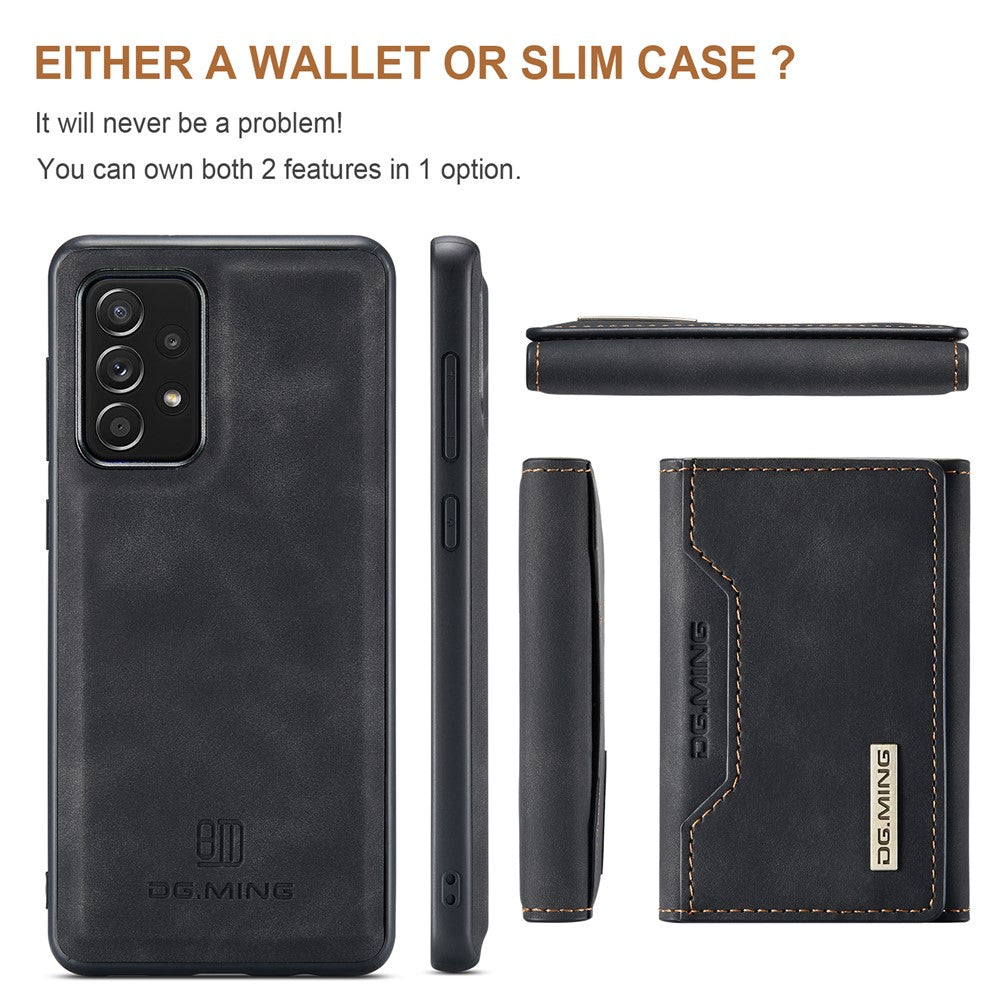 DG.MING M2 Series Anti-fall Tri-fold Wallet Magnetic Kickstand Leather Case for Samsung Galaxy A52 4G/5G / A52s 5G