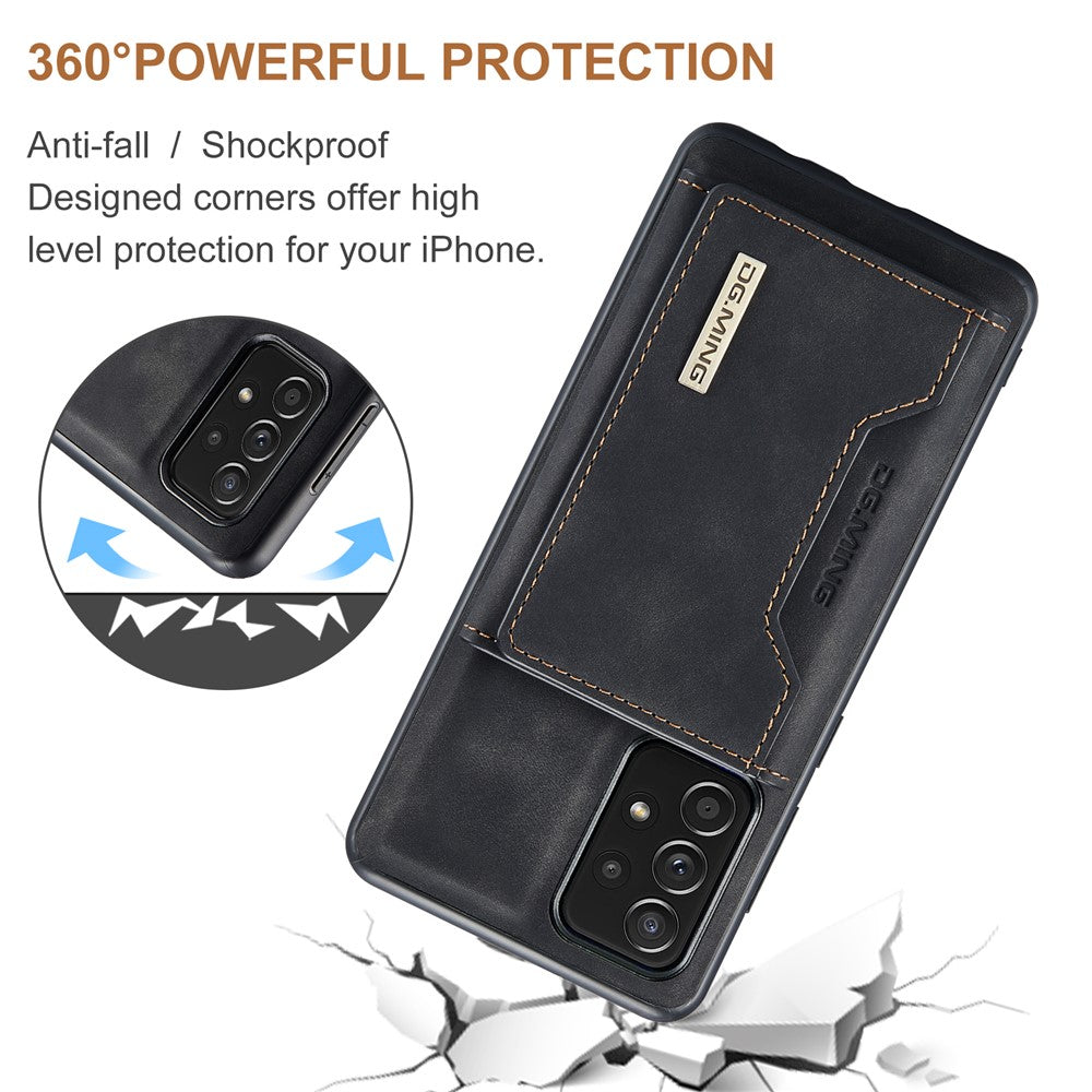 DG.MING M2 Series Anti-fall Tri-fold Wallet Magnetic Kickstand Leather Case for Samsung Galaxy A52 4G/5G / A52s 5G