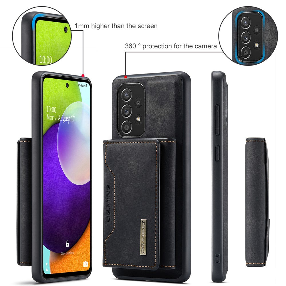 DG.MING M2 Series Anti-fall Tri-fold Wallet Magnetic Kickstand Leather Case for Samsung Galaxy A52 4G/5G / A52s 5G