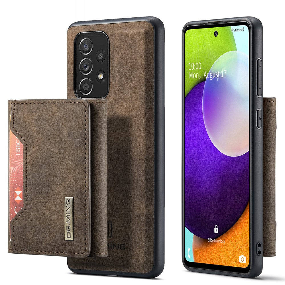 DG.MING M2 Series Anti-fall Tri-fold Wallet Magnetic Kickstand Leather Case for Samsung Galaxy A52 4G/5G / A52s 5G