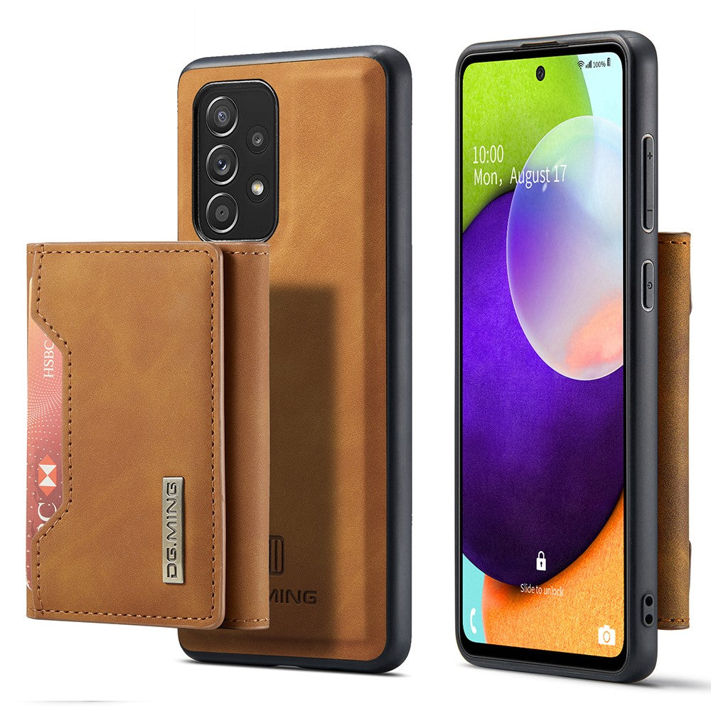 DG.MING M2 Series Anti-fall Tri-fold Wallet Magnetic Kickstand Leather Case for Samsung Galaxy A52 4G/5G / A52s 5G