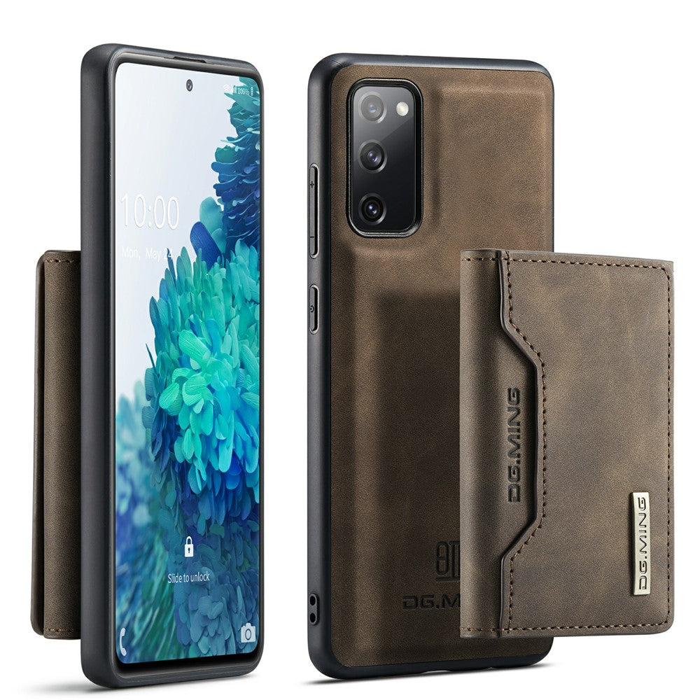 DG.MING M2 Series Magnetic Detachable Hybrid Case with Tri-Fold Wallet Kickstand Design for Samsung Galaxy S20 FE 2022/S20 FE 4G/S20 FE 5G/S20 Lite