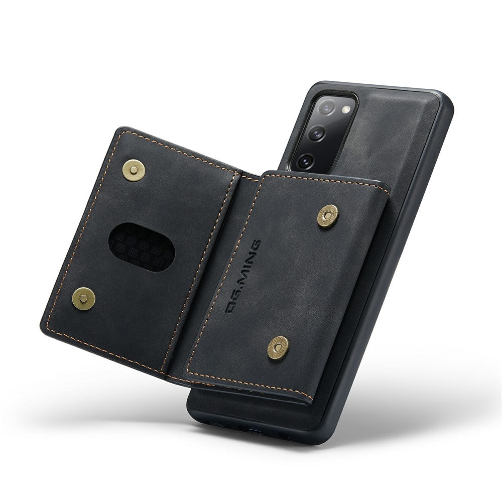 DG.MING M2 Series Magnetic Detachable Hybrid Case with Tri-Fold Wallet Kickstand Design for Samsung Galaxy S20 FE 2022/S20 FE 4G/S20 FE 5G/S20 Lite