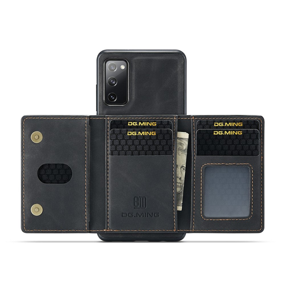 DG.MING M2 Series Magnetic Detachable Hybrid Case with Tri-Fold Wallet Kickstand Design for Samsung Galaxy S20 FE 2022/S20 FE 4G/S20 FE 5G/S20 Lite