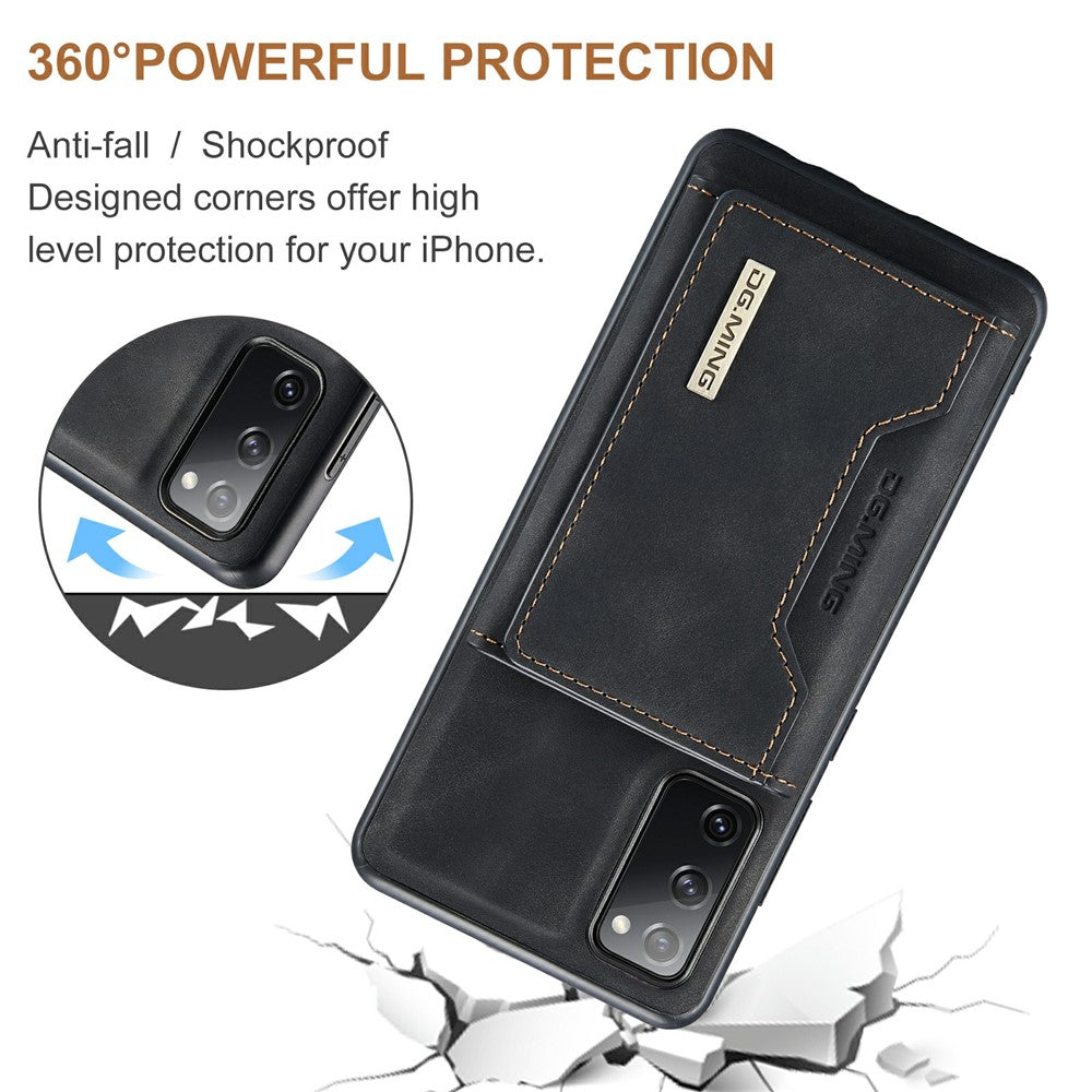 DG.MING M2 Series Magnetic Detachable Hybrid Case with Tri-Fold Wallet Kickstand Design for Samsung Galaxy S20 FE 2022/S20 FE 4G/S20 FE 5G/S20 Lite
