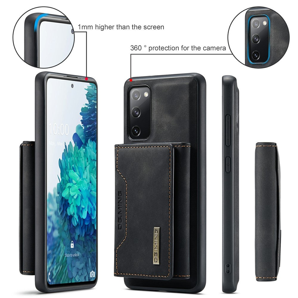 DG.MING M2 Series Magnetic Detachable Hybrid Case with Tri-Fold Wallet Kickstand Design for Samsung Galaxy S20 FE 2022/S20 FE 4G/S20 FE 5G/S20 Lite