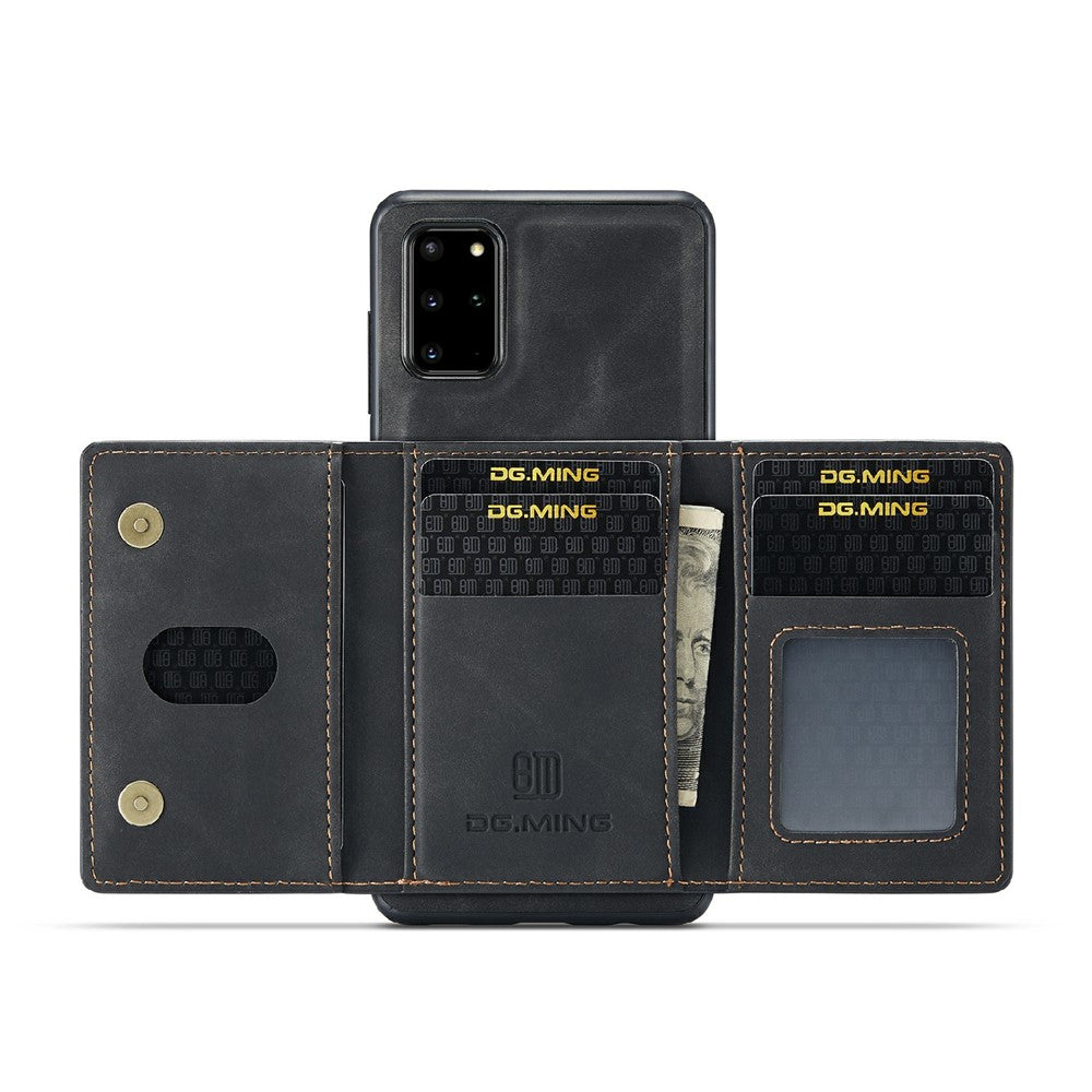 DG.MING M2 Series Anti-drop Magnetic Wallet Design with Kickstand  Leather Coated Hybrid Case for Samsung Galaxy S20 Plus