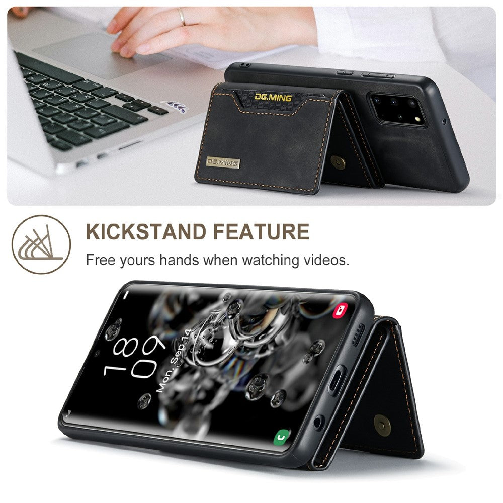 DG.MING M2 Series Anti-drop Magnetic Wallet Design with Kickstand  Leather Coated Hybrid Case for Samsung Galaxy S20 Plus