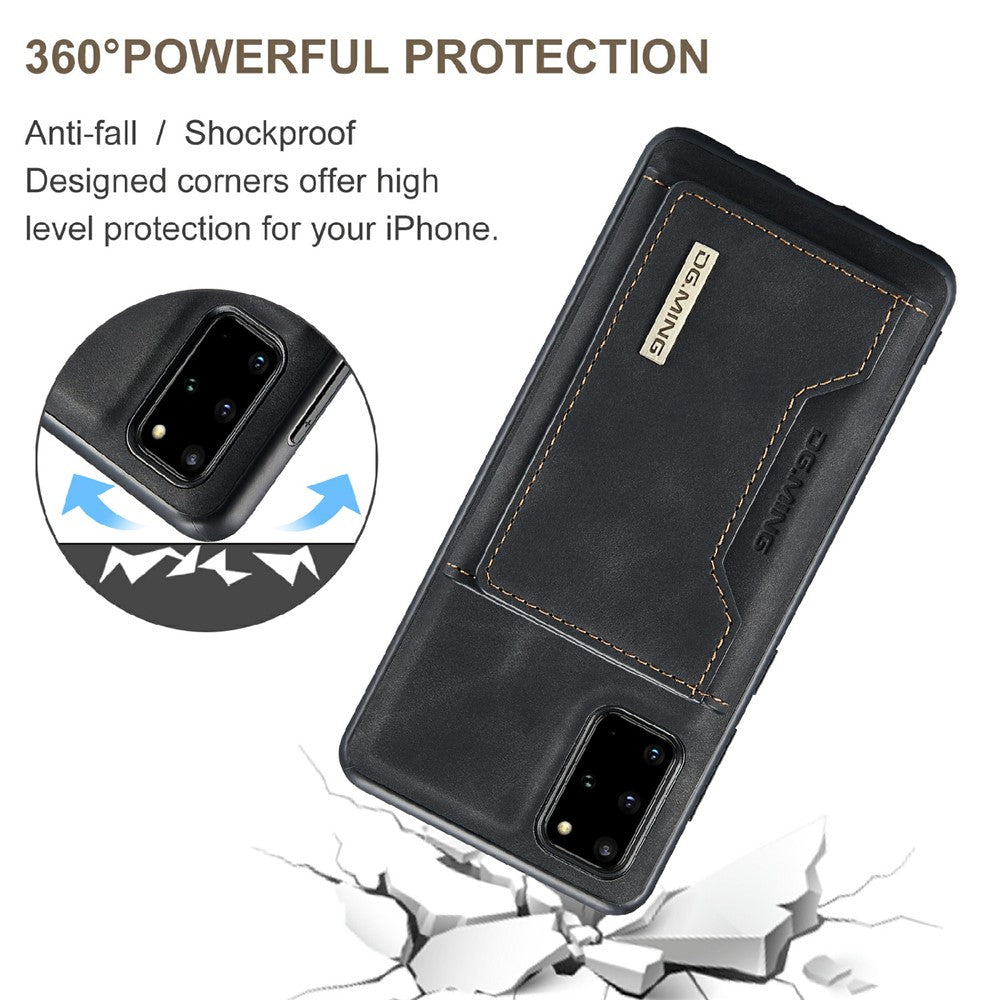 DG.MING M2 Series Anti-drop Magnetic Wallet Design with Kickstand  Leather Coated Hybrid Case for Samsung Galaxy S20 Plus