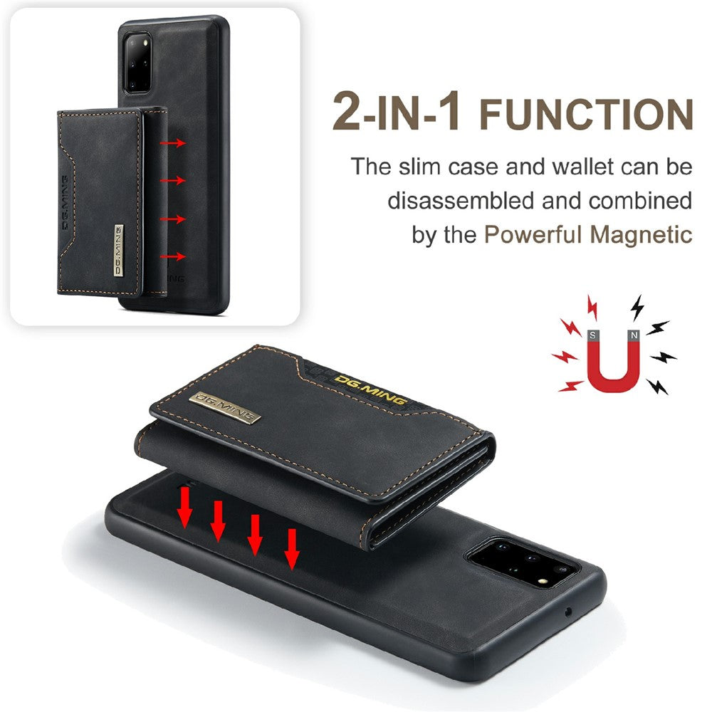 DG.MING M2 Series Anti-drop Magnetic Wallet Design with Kickstand  Leather Coated Hybrid Case for Samsung Galaxy S20 Plus