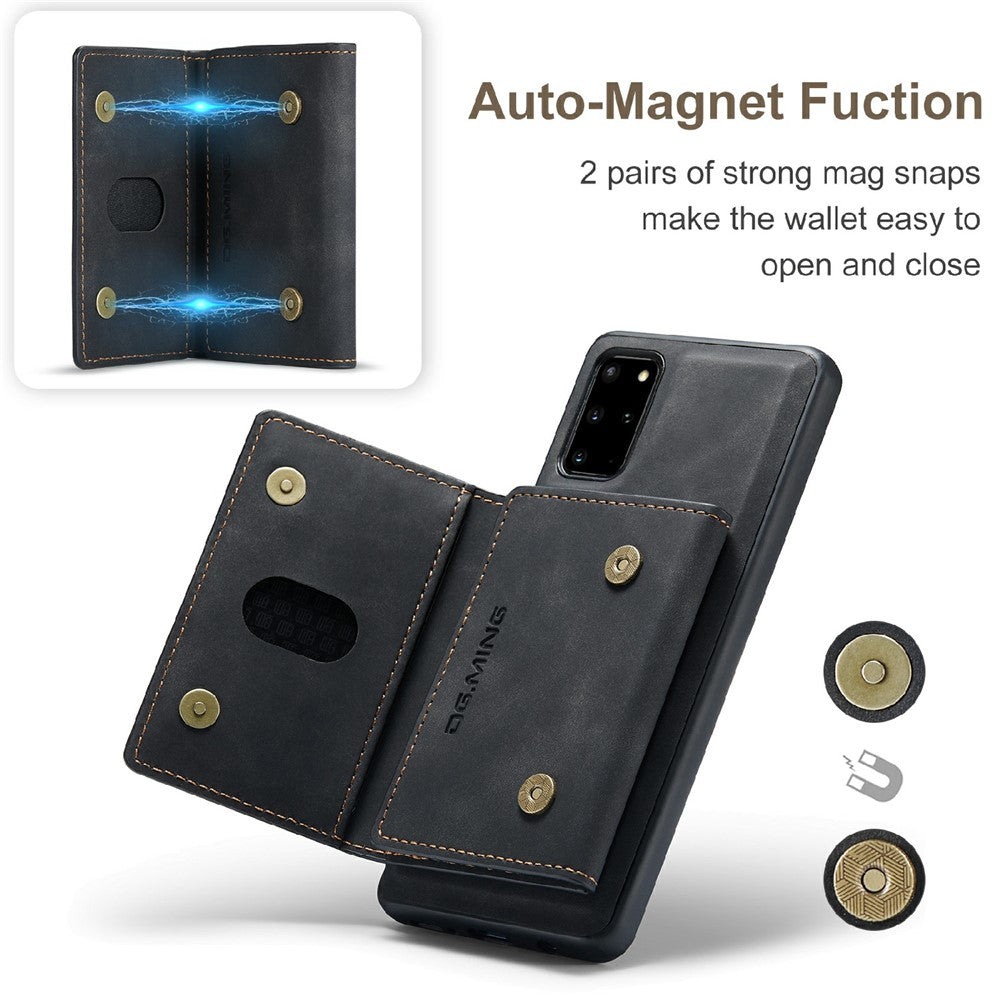 DG.MING M2 Series Anti-drop Magnetic Wallet Design with Kickstand  Leather Coated Hybrid Case for Samsung Galaxy S20 Plus