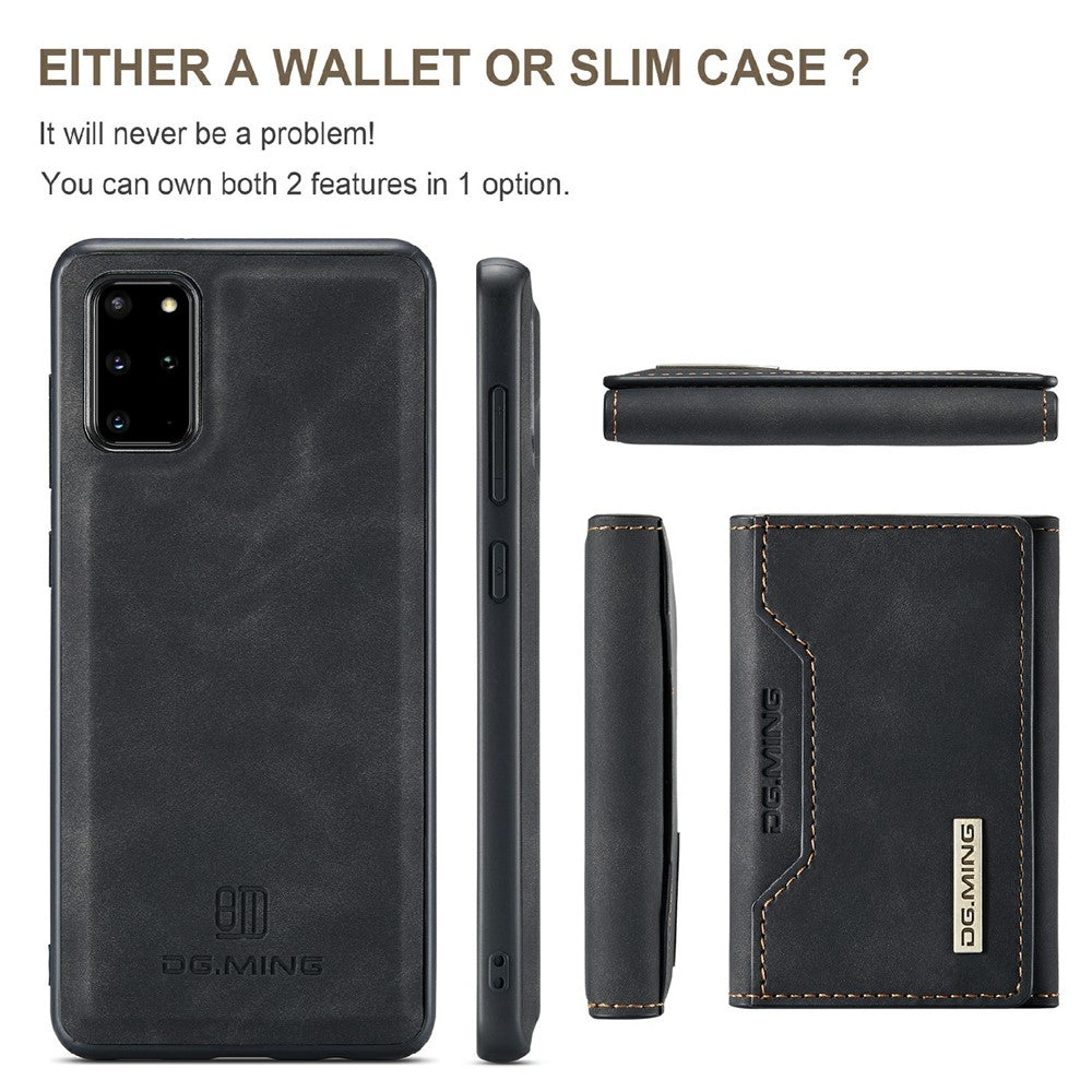 DG.MING M2 Series Anti-drop Magnetic Wallet Design with Kickstand  Leather Coated Hybrid Case for Samsung Galaxy S20 Plus