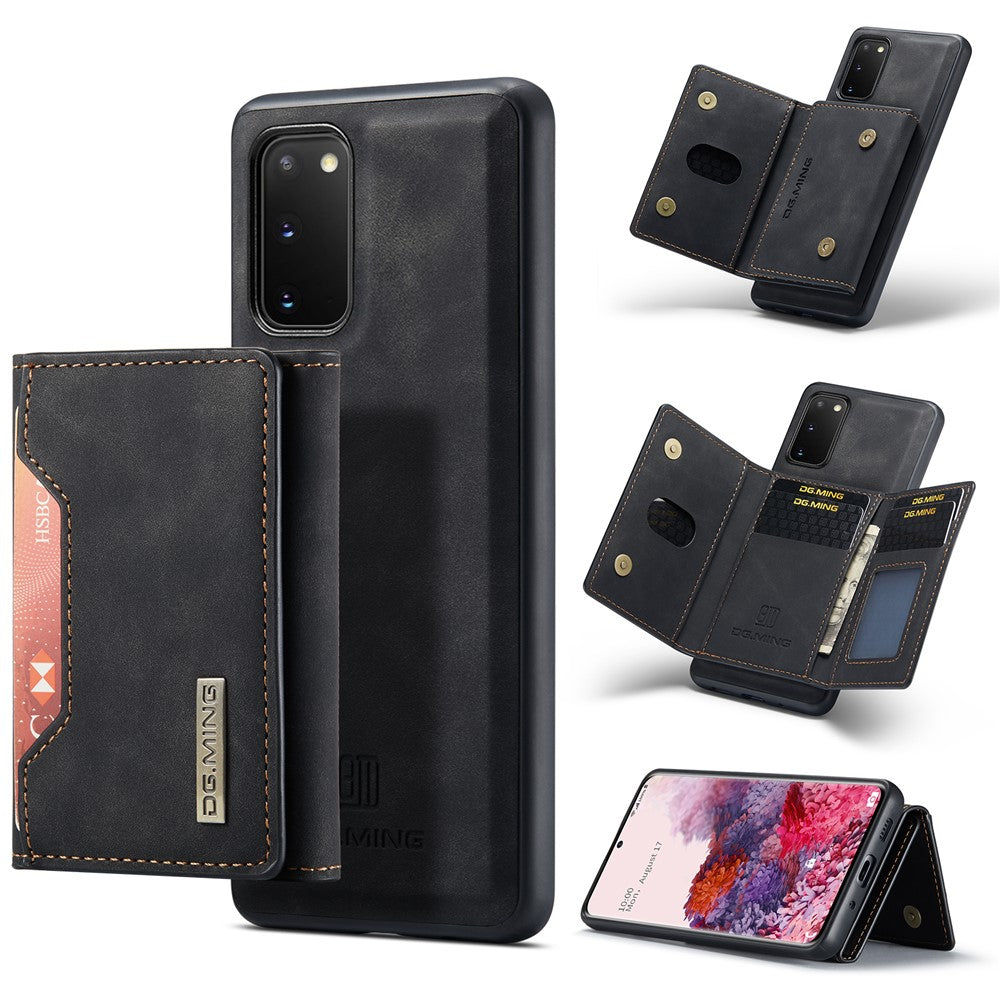 DG.MING M2 Series Wireless Charging Detachable Wallet 2-in-1 Shockproof Hybrid Phone Cover Shell with Horizontal-Viewing Kickstand for Samsung Galaxy S20 4G/S20 5G