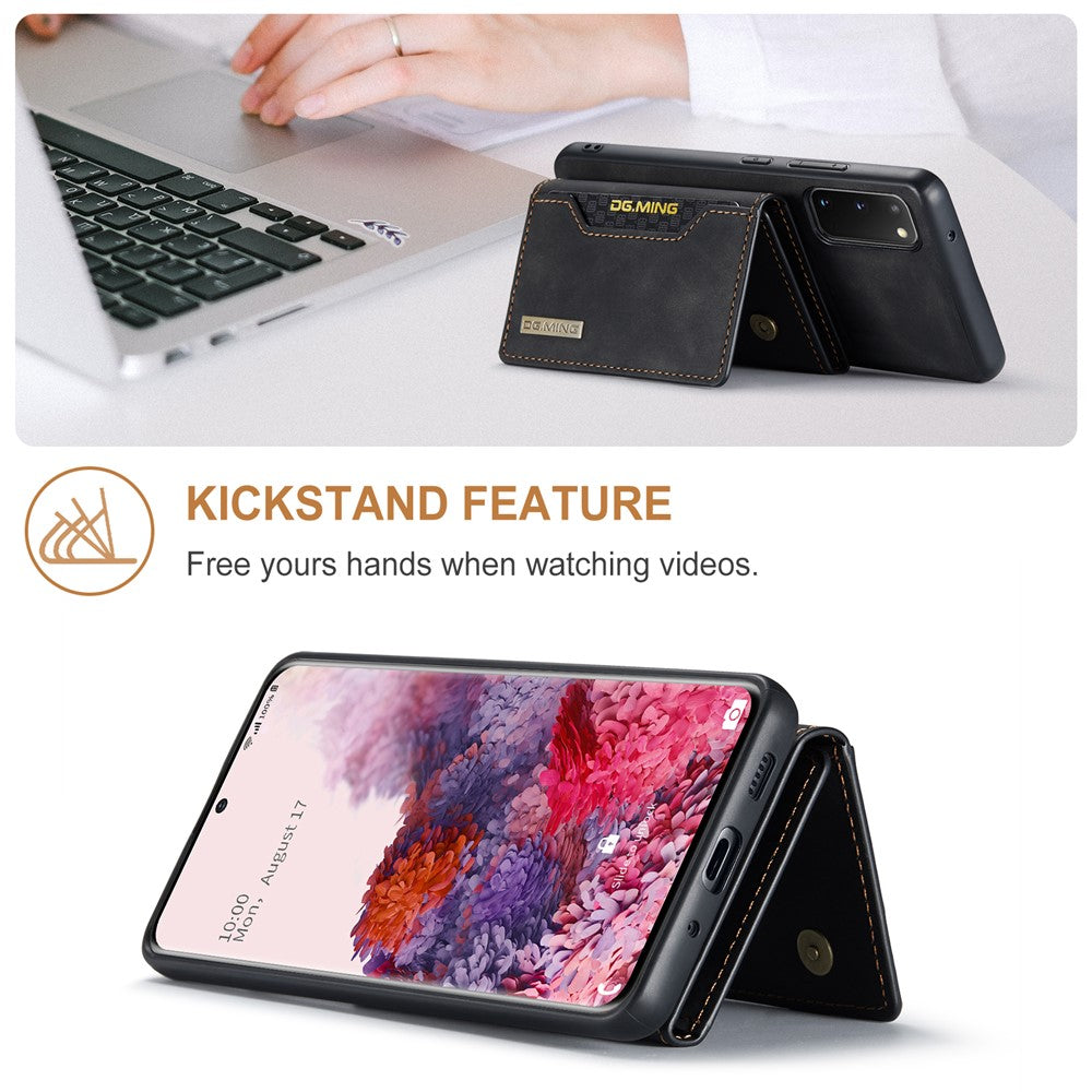 DG.MING M2 Series Wireless Charging Detachable Wallet 2-in-1 Shockproof Hybrid Phone Cover Shell with Horizontal-Viewing Kickstand for Samsung Galaxy S20 4G/S20 5G