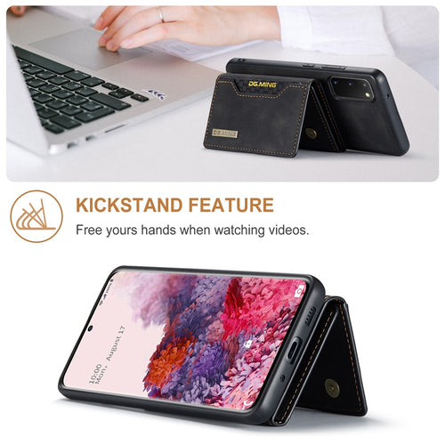 DG.MING M2 Series Wireless Charging Detachable Wallet 2-in-1 Shockproof Hybrid Phone Cover Shell with Horizontal-Viewing Kickstand for Samsung Galaxy S20 4G/S20 5G
