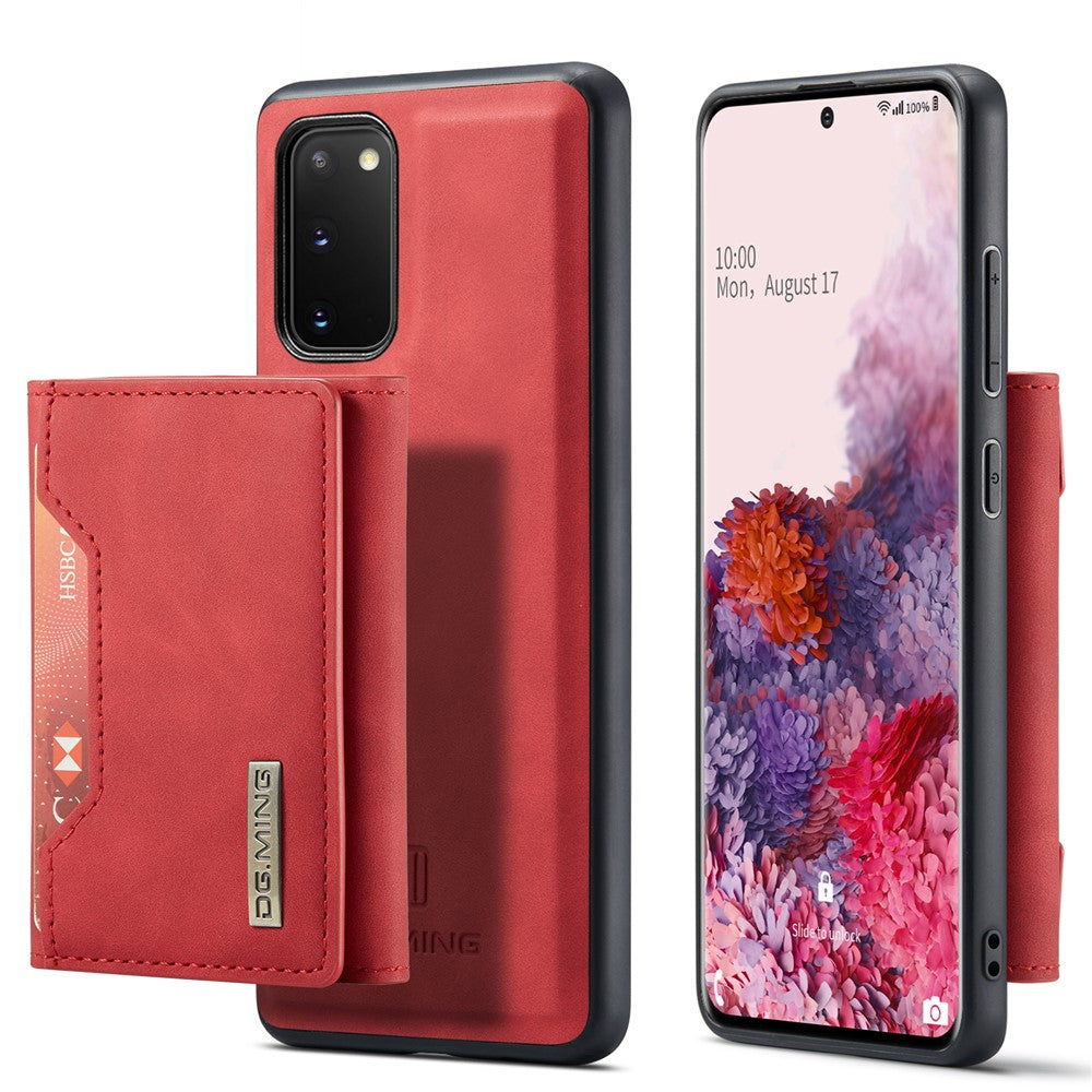 DG.MING M2 Series Wireless Charging Detachable Wallet 2-in-1 Shockproof Hybrid Phone Cover Shell with Horizontal-Viewing Kickstand for Samsung Galaxy S20 4G/S20 5G